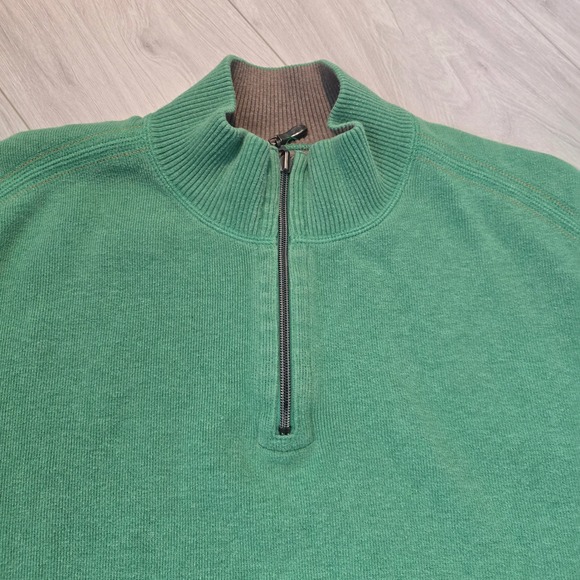 Tommy Bahama Quarter Zip Sweater Green Cotton Men's XXL Pullover Comfort Casual - Picture 6 of 12